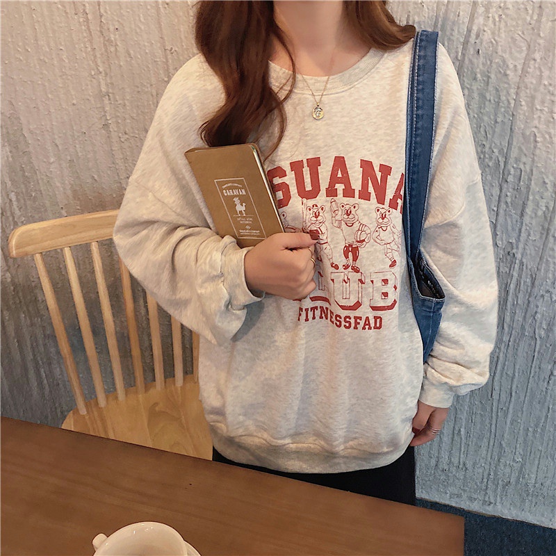 NRVP Áo Thun Nữ Dài Tay Dáng Rộng Màu Trơn Phong Cách Hàn Quốc Mới