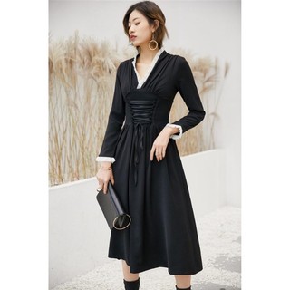 ĐẦM ĐEN DÂY THẮT PHONG CÁCH RETRO CÁ TÍNH THANH LỊCH