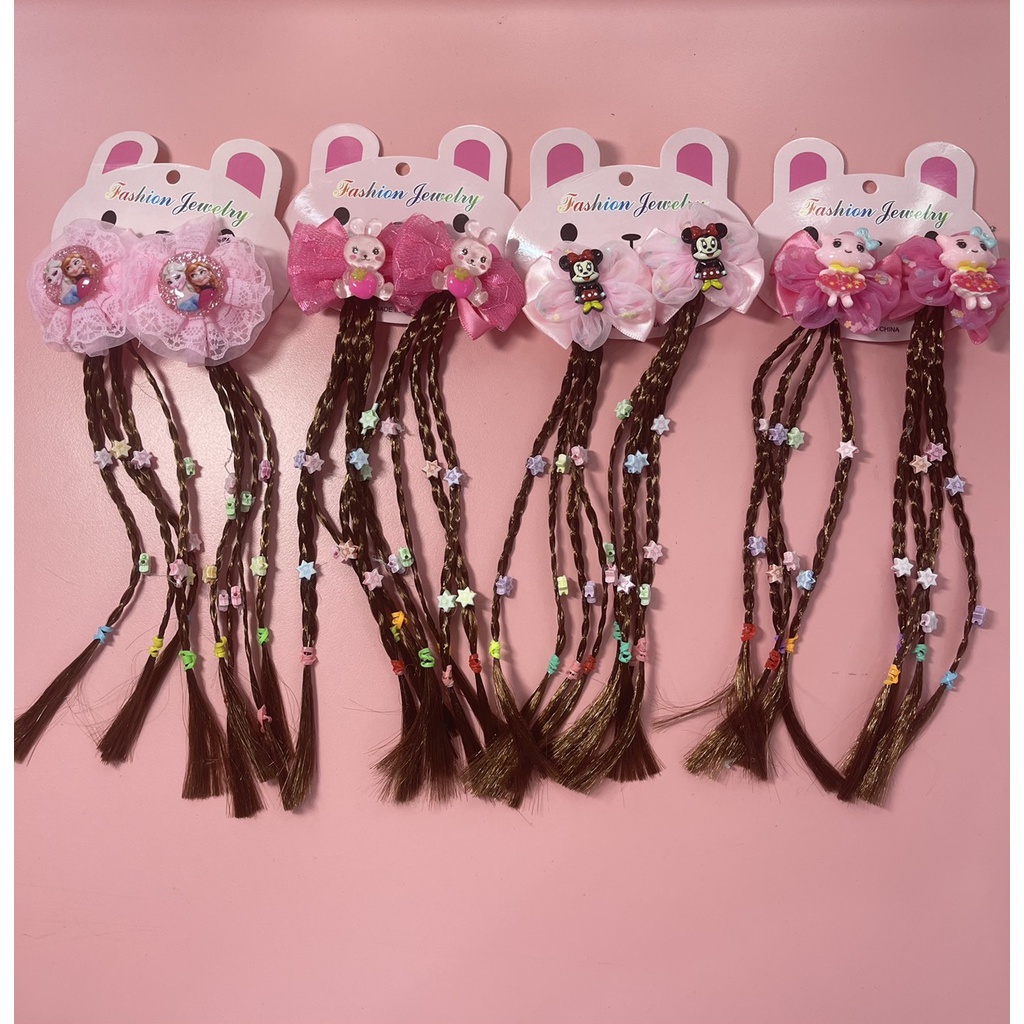 Set 2 kẹp tóc giả thắt bím xinh xắn đáng yêu cho bé