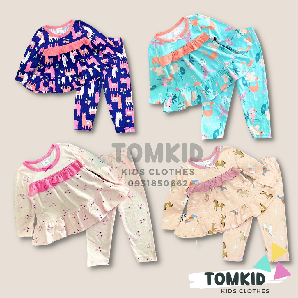 Đồ ngủ cho bé gái, đồ bộ dài tay bé gái BabyDollchất cotton Borip  chính phẩm mềm mịn không nhão vải 8-23kg Tomkids