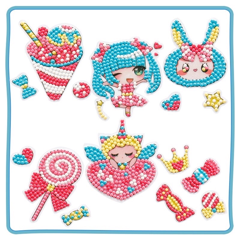 Tranh đính đá MINI nhỏ cho bé, tranh đá tự đính tự làm hình công chúa đẹp mắt dạng sticker