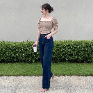 Quần jeans ống suông basic zareen jea147 - xanh đậm