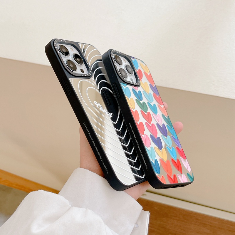 Ốp Điện Thoại pc Cứng Mạ Màu Họa Tiết Trái Tim Cho iphone 15 14 15pro 11 12 13 pro max
