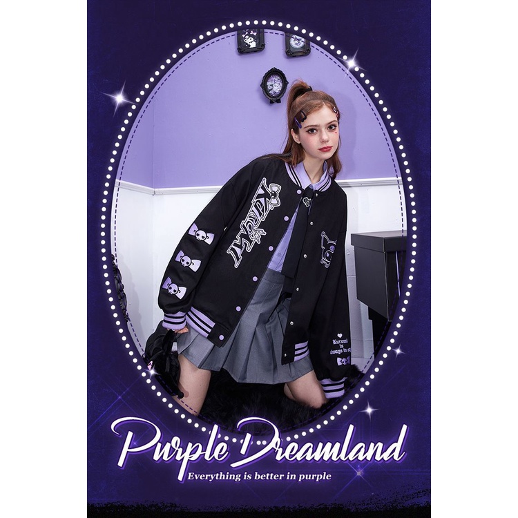 Áo Khoác Bóng Chày Dáng Rộng Màu Đen Ngọt Ngào Phong Cách Retro Mỹ Thời Trang Xuân Thu Cho Nữ