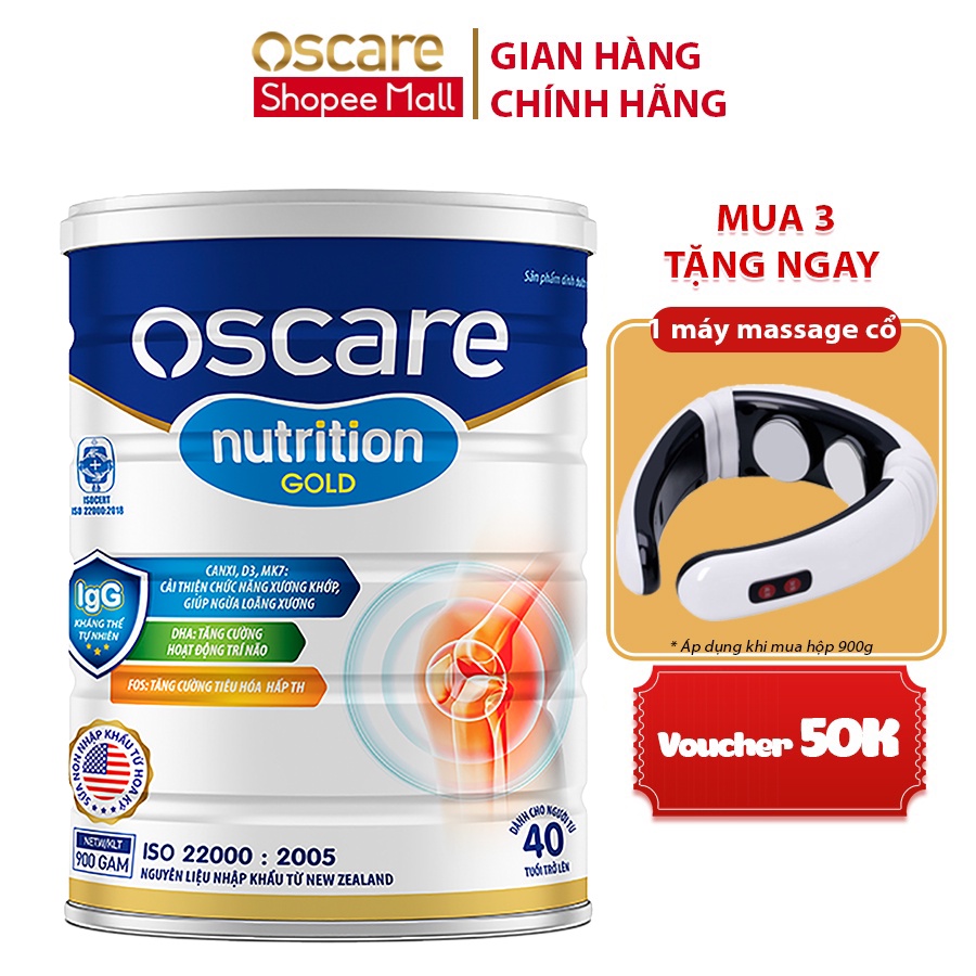 Sữa Bột Giúp Bổ Sung Dinh Dưỡng Thiết Yếu, Phòng Ngừa Loãng Xương Cho Người Lớn Tuổi OSCARE Nutrition Gold Hộp 900g
