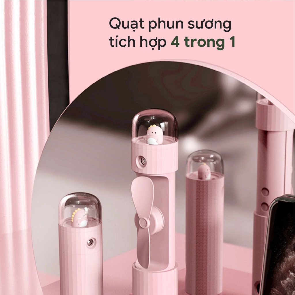 Quạt Mini Cầm Tay Phun Sương Tạo Ẩm [Sale Lớn] Sạc Pin Tích Điện Cực Đa Năng – Hàng Nội Địa Trung