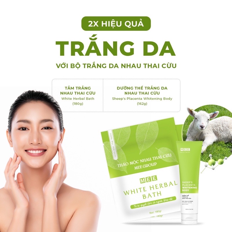 Tắm trắng nhau thai cừu, dưỡng trắng da body thảo mộc Mee Natural White Herbal Bath 180g | BigBuy360 - bigbuy360.vn