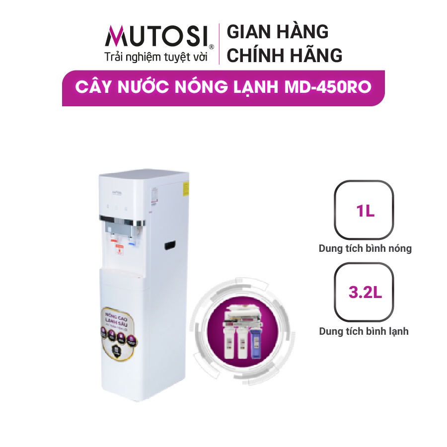 Cây nước nóng lạnh Mutosi MD-450RO, tích hợp công nghệ lọc nước RO 8 cấp, khóa an toàn cho trẻ em