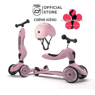 Combo xe Highwaykick 1 và Mũ bảo hiểm size S - SCOOT AND RIDE xe chòi chân, xe scooter ( màu ROSE )