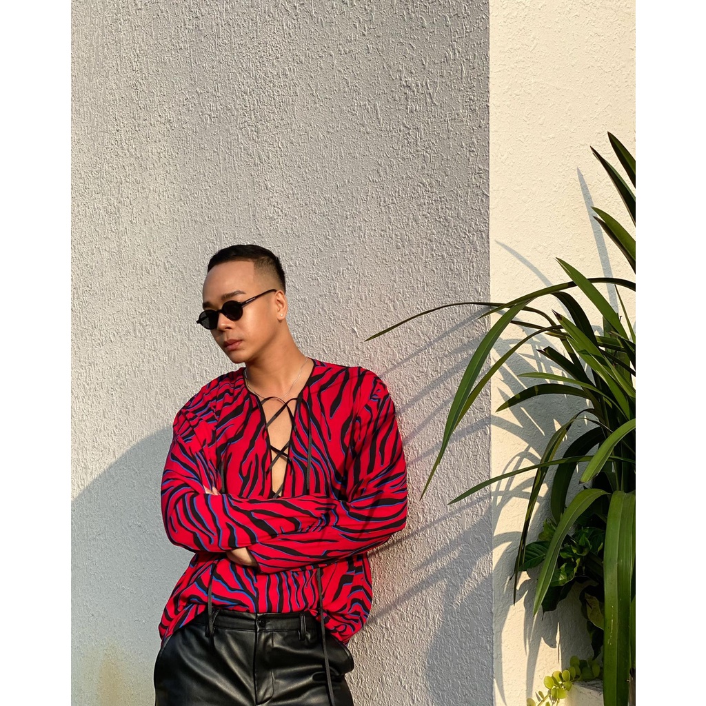 Áo Sơmi Tay Dài Đỏ Vằn