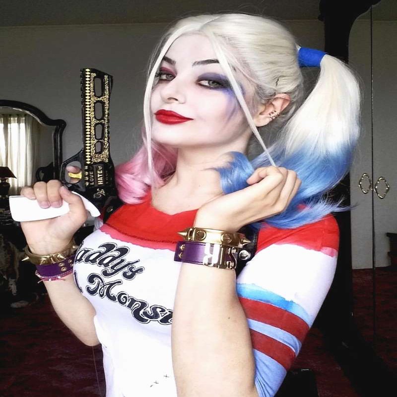 Halloween nữ cô gái Harley Quinn trang phục cosplay người lớn thêu Suicide Squad Jacket T-shirt quần short tóc giả lãnh đạo bộ