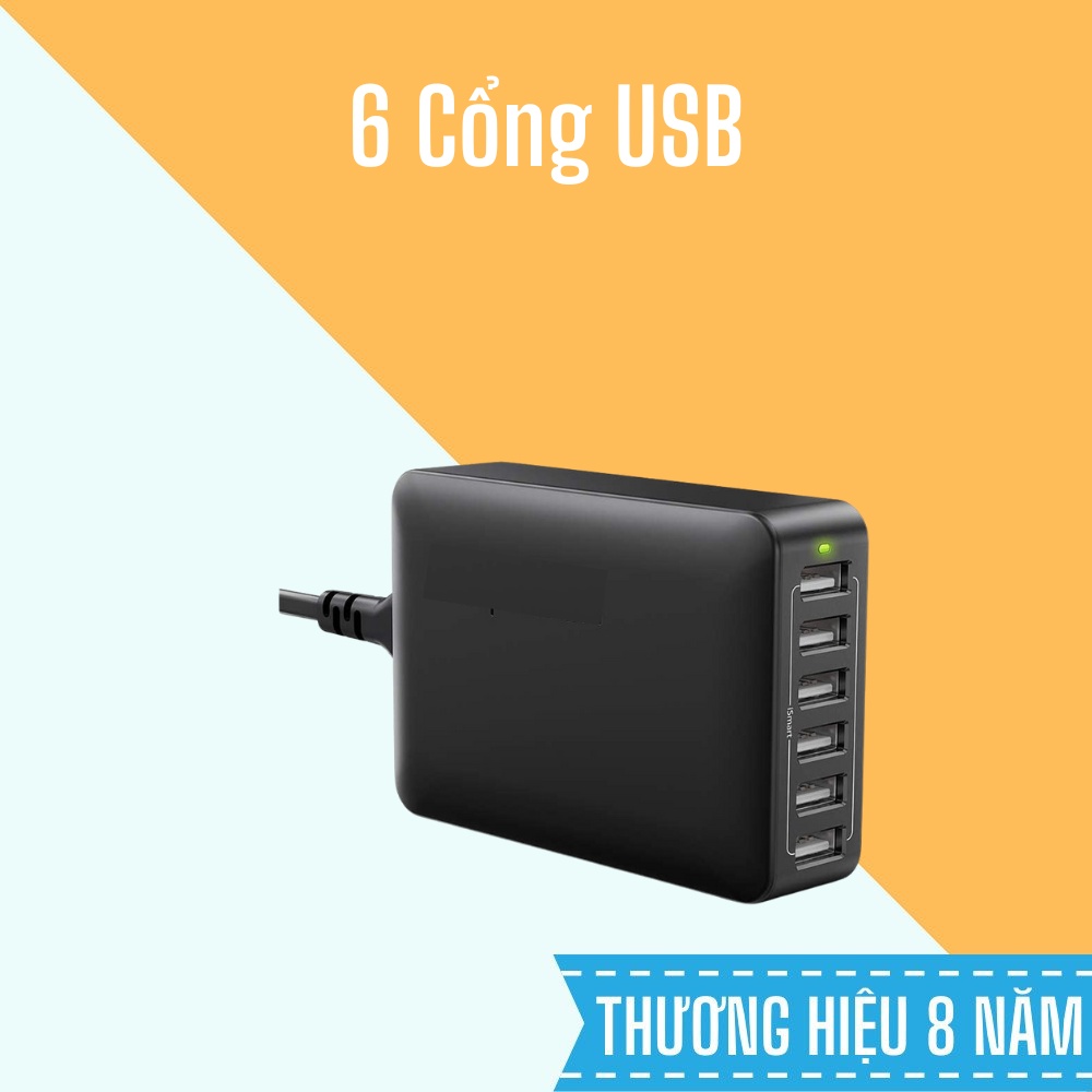 Trạm sạc 6 cổng USB R.P - PC028, Nhiều công nghệ tiên tiến, Bảo hành 1 đổi 1