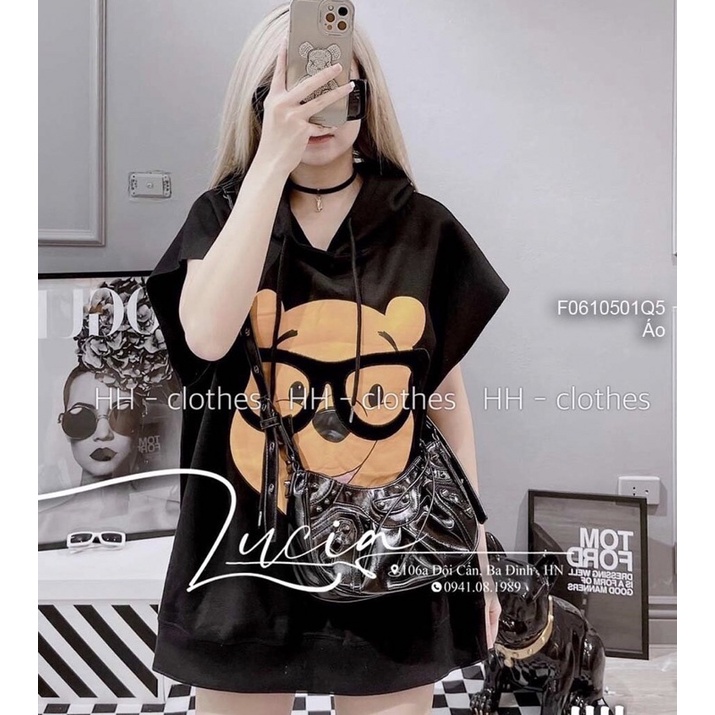 Áo nón sát nách không may biên in hình gấu nón TT0610