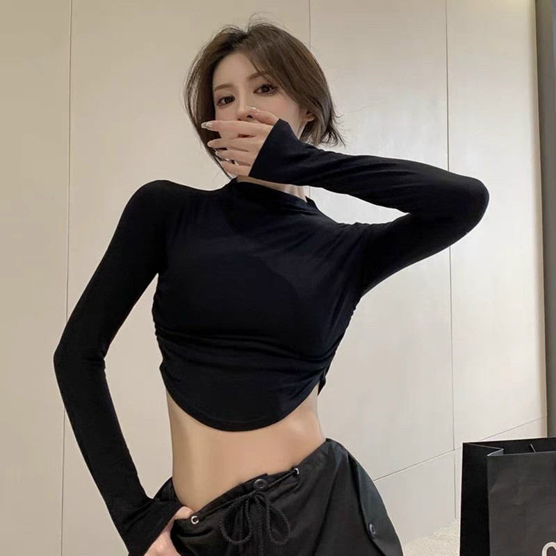 Áo Thun Borip Cổ Lọ Hai Tay Dài Phôi Bo Rút Hai Bên Hông Xinh Đẹp TTSA1906