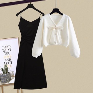 Set Đầm Len Hai Dây Dáng Ôm Thời Trang Thu Đông 2022 Plus Size Cho Nữ