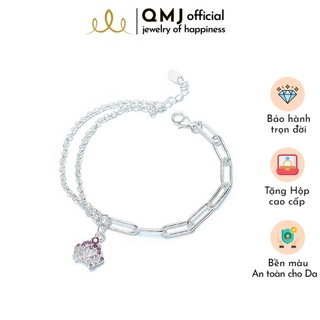 Lắc tay bạc QMJ Uyên ương mix charm vương miện đá đổi màu Q225