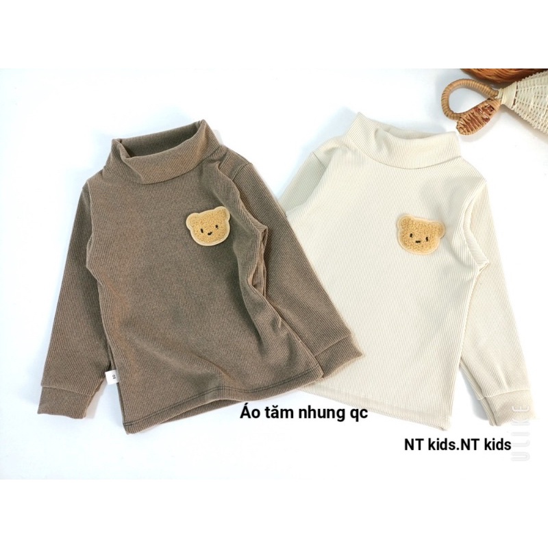 Áo giữ nhiệt bé trai bé gái vải nhung tăm cực ấm mềm lắm cổ 3 phân co giãn tốt màu hottrend áo dài tay cho bé