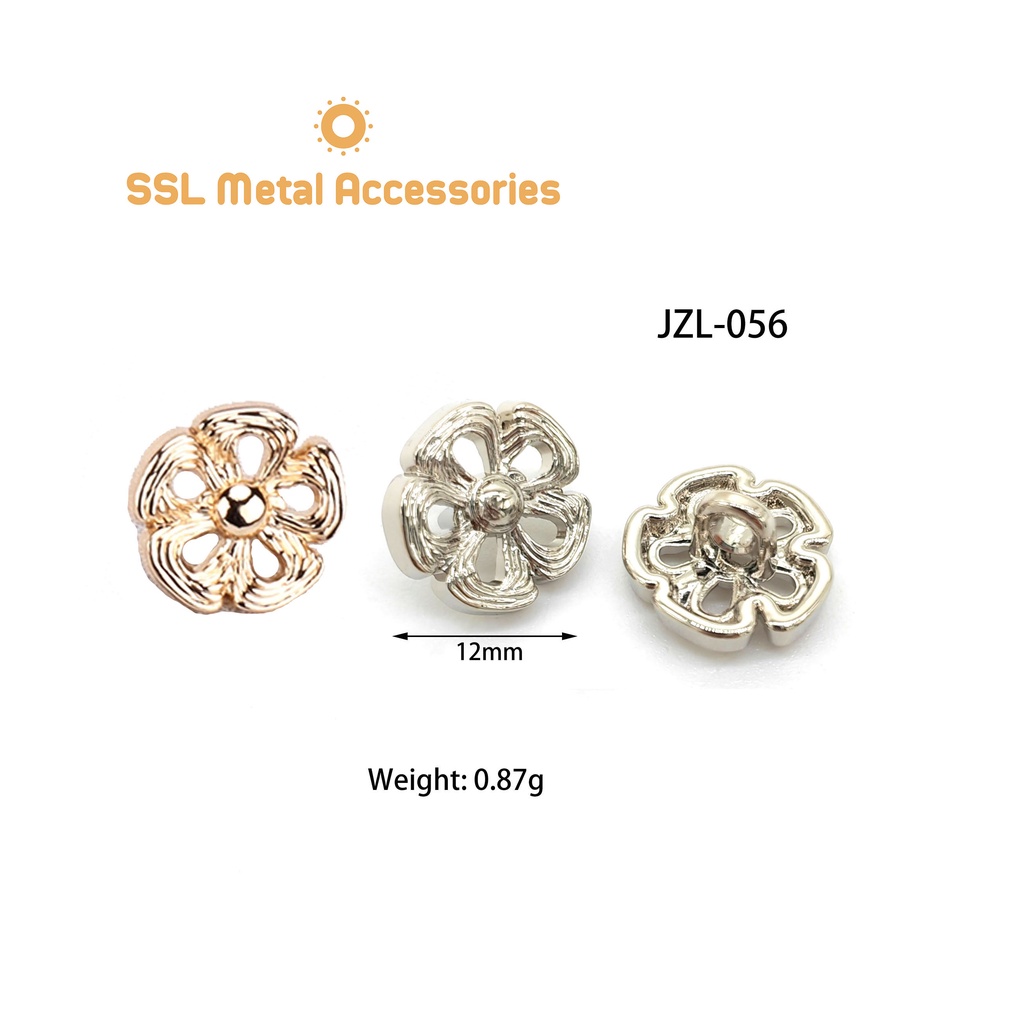 Set 10 Cúc áo nút áo kim loại thời trang hình tròn đính đá dành cho áo vest, sơ mi, áo dạ alloy button JZL-056, 12mm