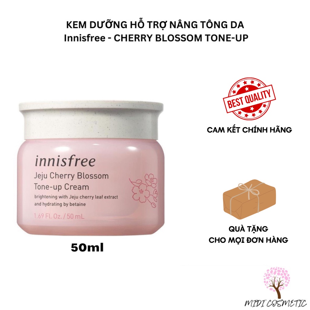 Kem Dưỡng Trắng Da Nâng Tone Tức Thì Ban Ngày Innisfree Jeju Cherry Blossom Tone-Up Cream 50ml