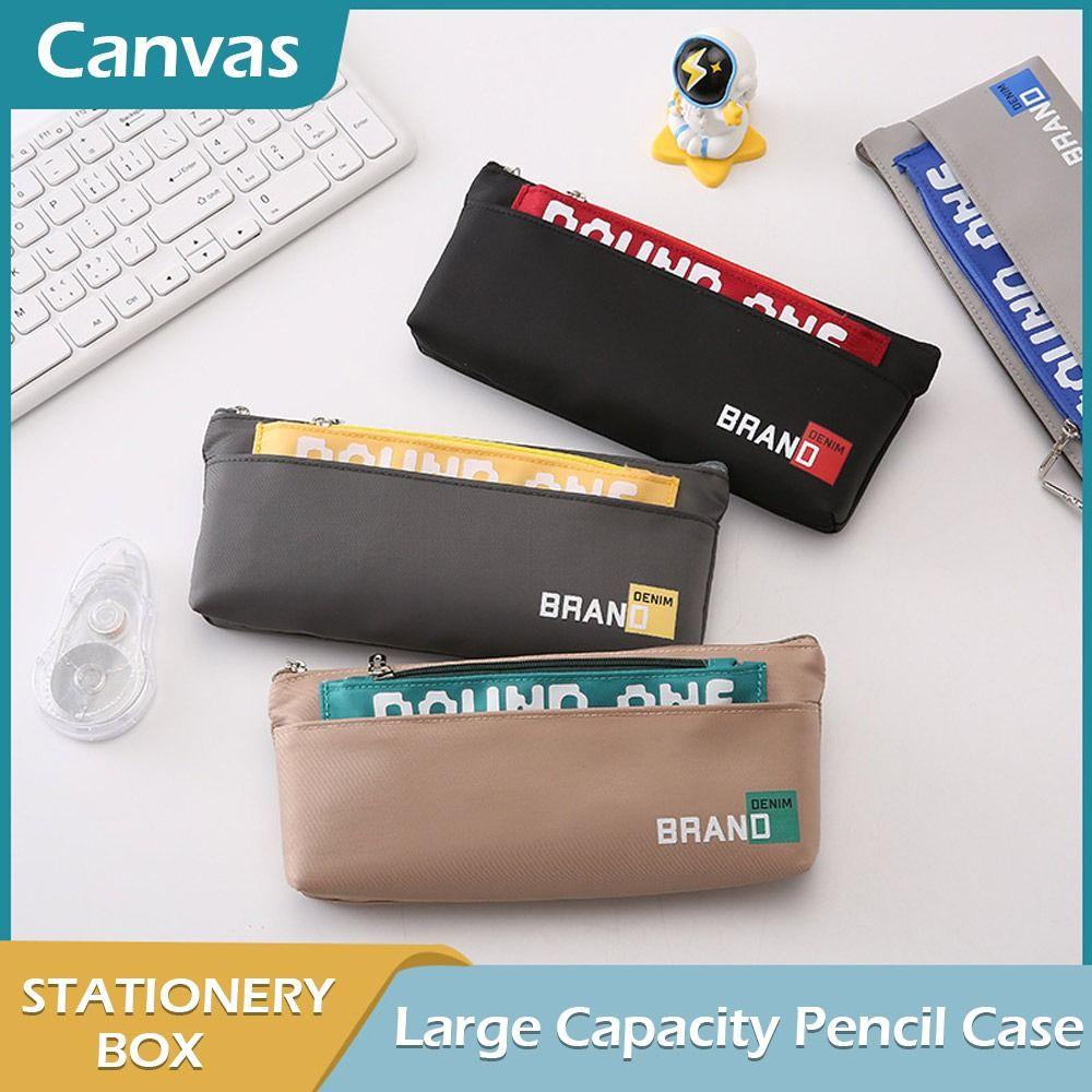 Túi Đựng Bút Bằng Vải Canvas Cỡ Lớn Thiết Kế Hình Hoạt Hình Sáng Tạo Dễ Thương