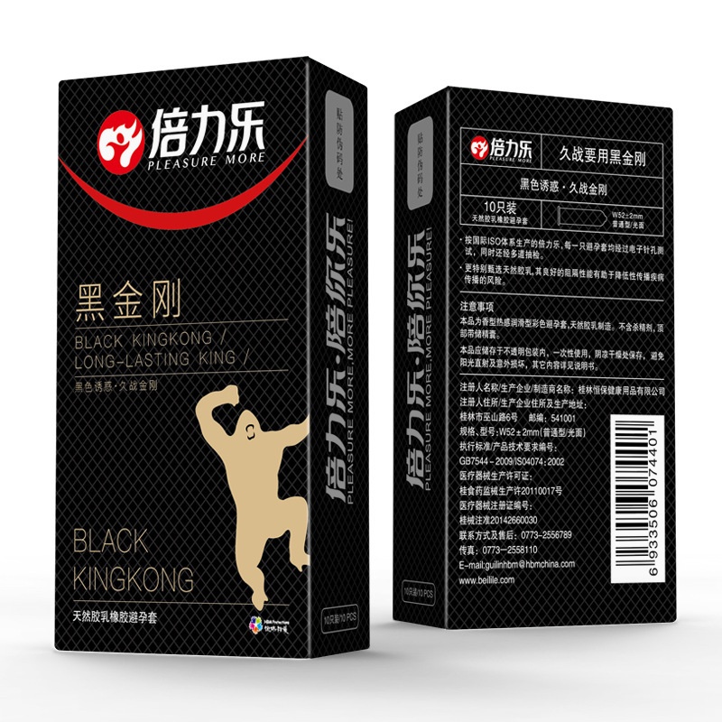 Bao cao su màu đen Black Kingkong vui nhộn siêu mỏng - hộp 10 cái
