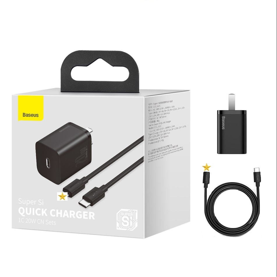 Bộ Sạc Nhanh Baseus 20W Super Si Mini USB C Hỗ Trợ QC3.0 PD Cho iPhone 12 / dây sạc 20W CH ZINKASHOP