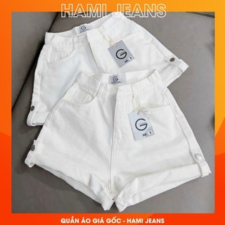 Quần short jean gấp lai cạp lưng cao quần đùi gấp lai quần short bò gấp gấu hàng loại đẹp