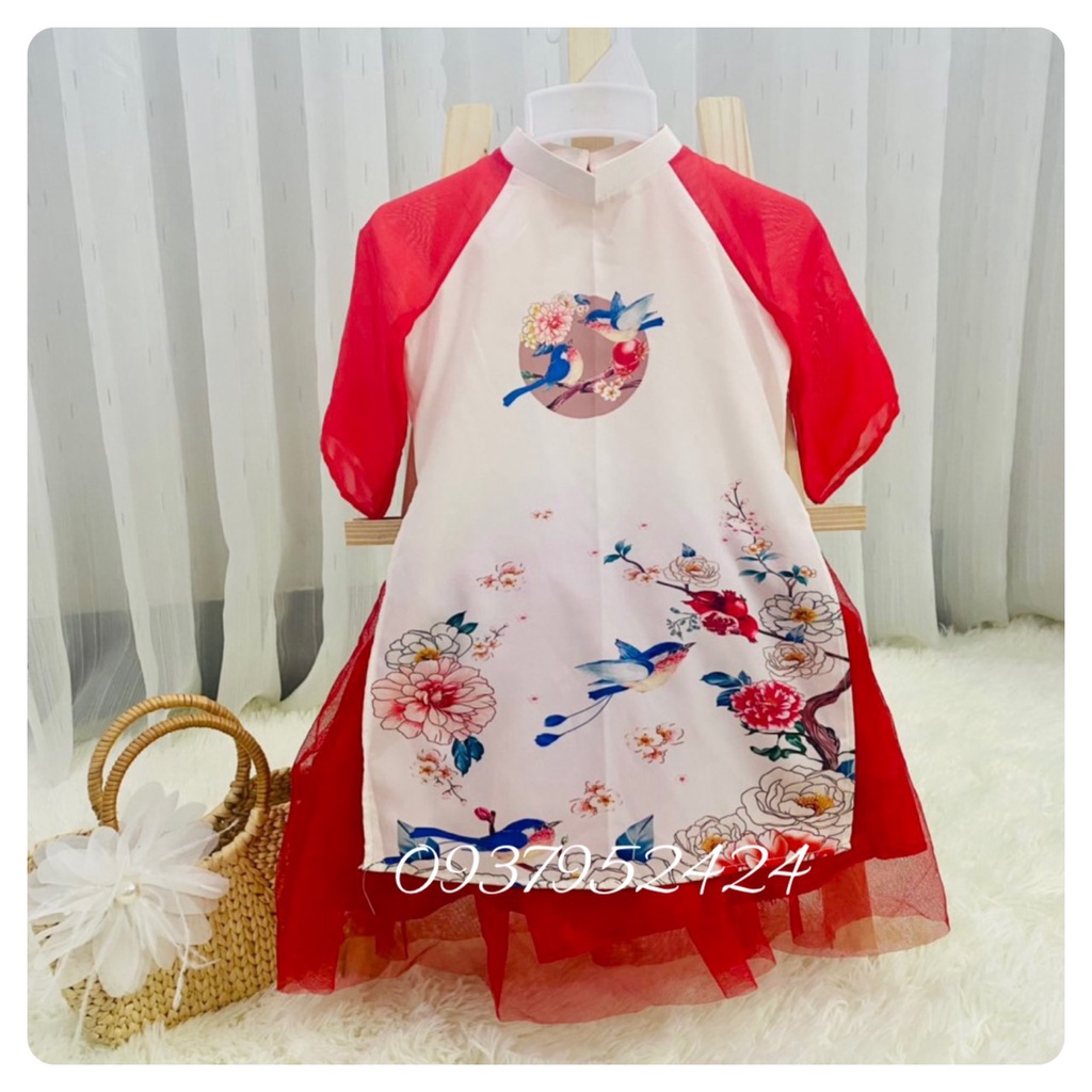 Áo Dài Truyền Thống # Bộ Áo Dài Hoa Trắng Cho Mẹ Và Bé # Bộ Áo Dài Mẹ Và Bé