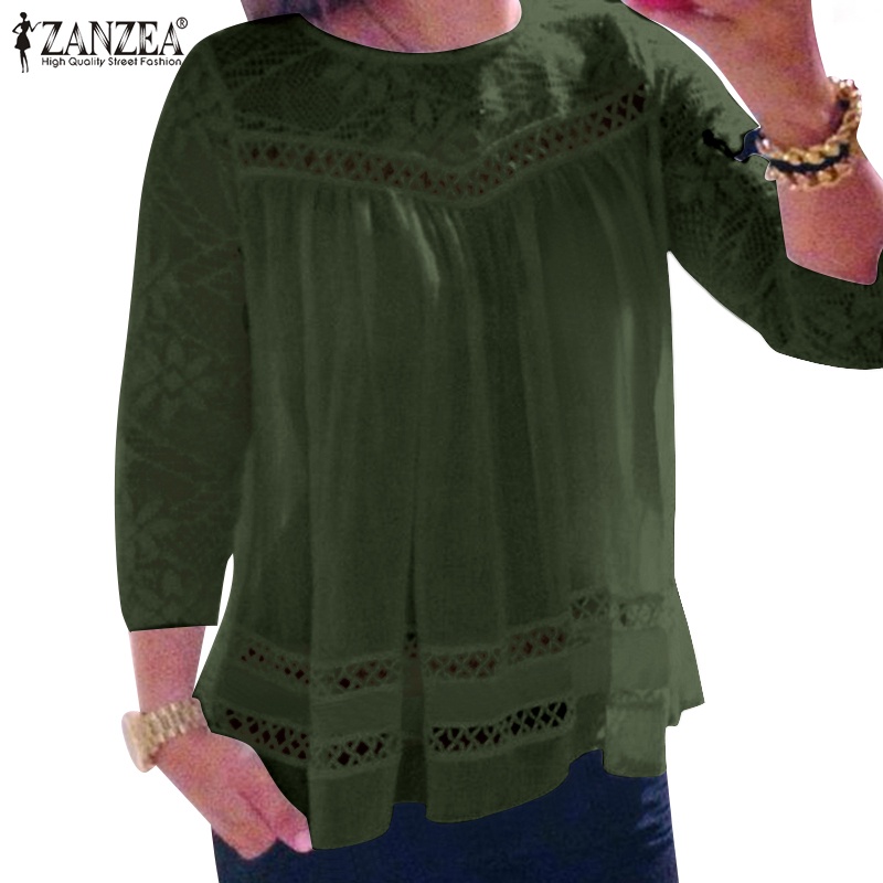 Zanzea Áo Nữ Tay Dài Phối Ren Thời Trang Thanh Lịch