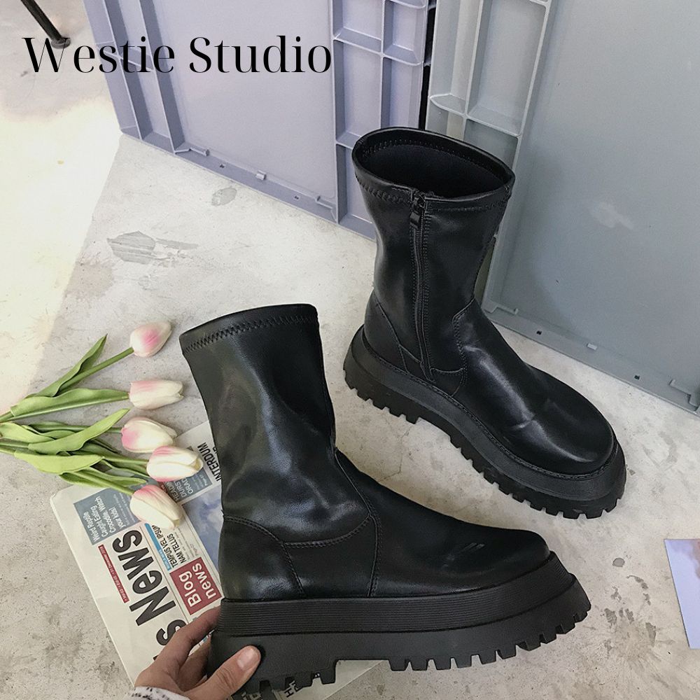 THANH LÝ - Giày Bốt Boost Nữ Nữ Đế Bánh Mỳ Retro Y2K Westie Studio - A183.GN