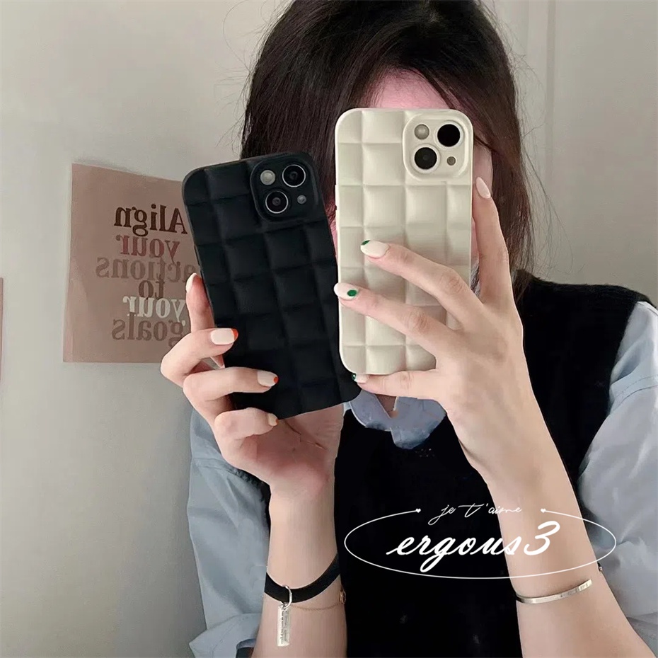 Ốp Điện Thoại Mềm Họa Tiết Caro Trắng Đen Đơn Giản Cho iPhone 14 13 12 11 Pro Max SE2020 X XR Xs Max 7 8 Plus