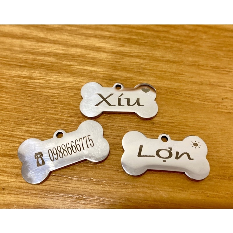 Thẻ bài khắc tên thú cưng với sđt của sen được thiết kế độc đáo nhỏ gọn