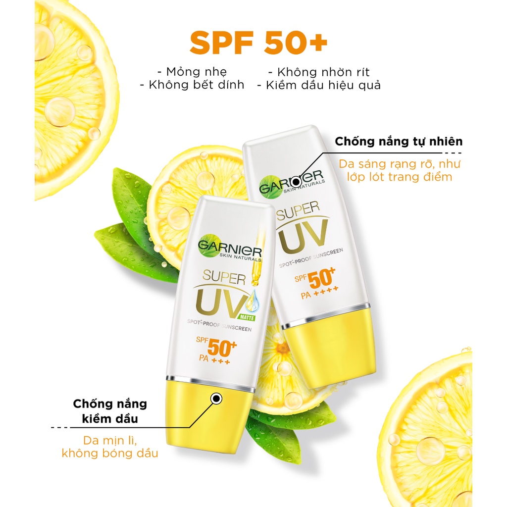 Kem Chống Nắng Garnier 15ml / 30ml Nâng Tone Nhẹ Kềm Dầu Sáng Da Tự Nhiên - Vitamin C Và E Dưỡng Ẩm Dưỡng Trắng Dezy