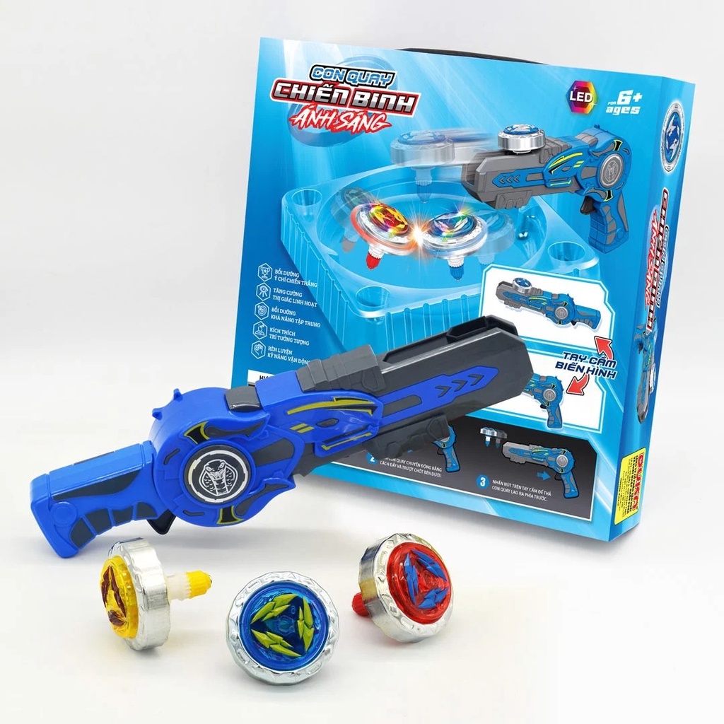 Đồ chơi DuKa: Con Quay Chiến Binh Ánh Sáng - Vũ Điệu Huyền Thoại 3 Con Quay (xanh) DK81132