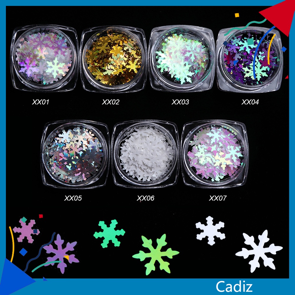1 Hộp Hạt Kim Sa Hình Bông Tuyết 3D Siêu Mỏng Trang Trí Móng Tay