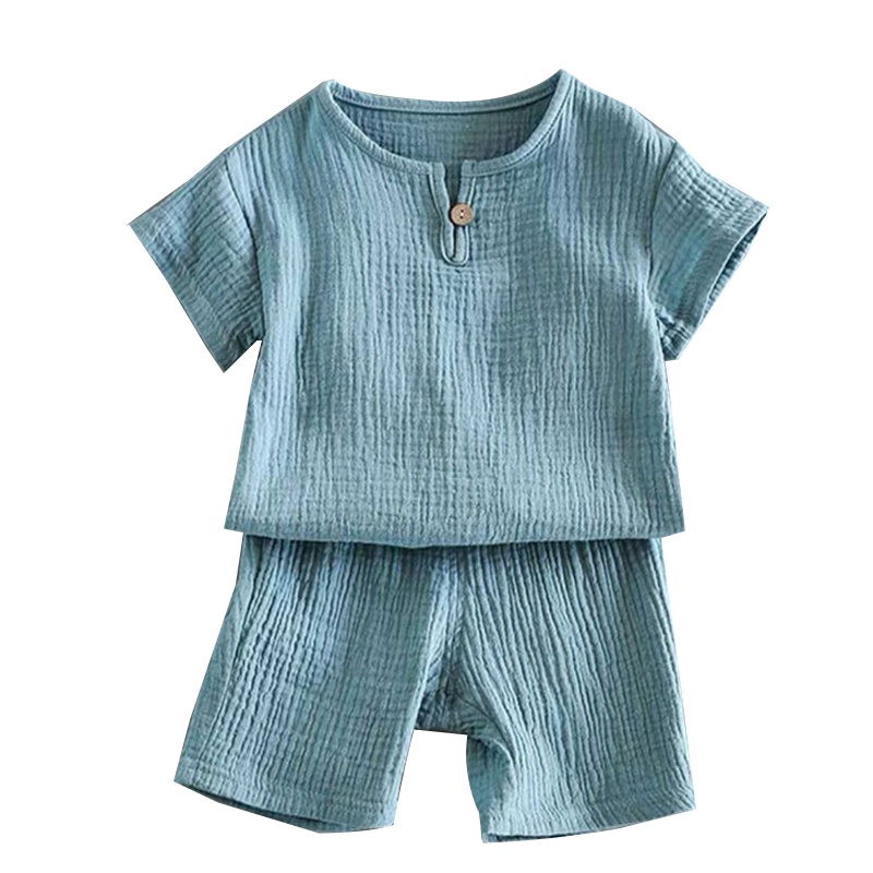 Bộ Áo Sơ Mi Tay Ngắn Phối Quần Short Vải Cotton Thân Thiện Với Da Kháng Khuẩn