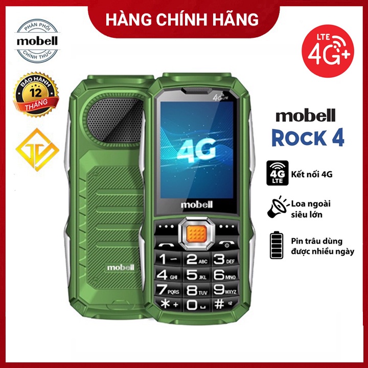 Điện thoại Mobell Rock 4 4G Loa to - Pin khủng - New Fullbox - Máy chắc chắn - Bảo hành 12 tháng