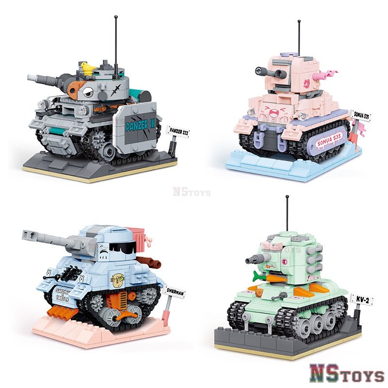 Đồ Chơi Lắp Ráp Xe Tăng Mini Kiểu Hoạt Hình Dễ Thương Cho Bé