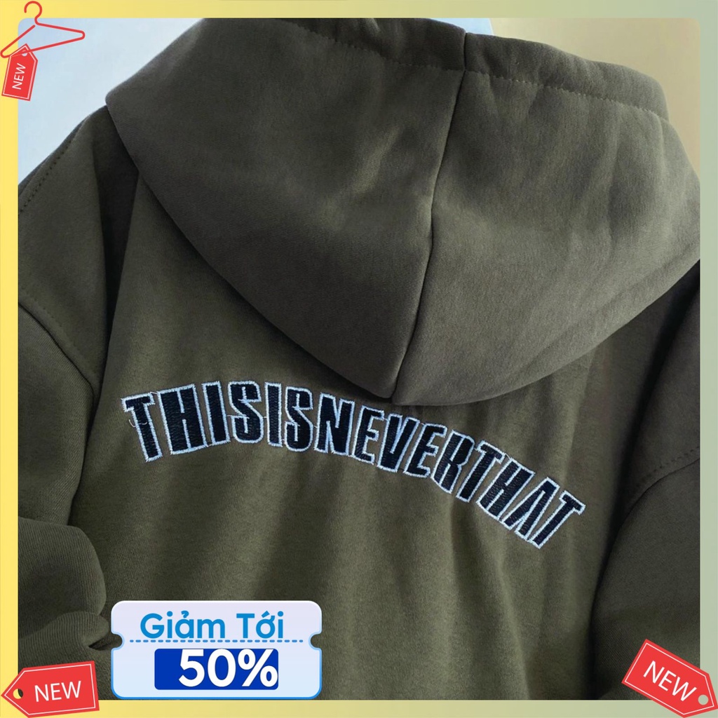Áo Khoác Nỉ Nam Nữ Form Rộng Xanh Rêu NEVERTHAT,Áo khoác hoodie siêu đẹp vải dày dặn
