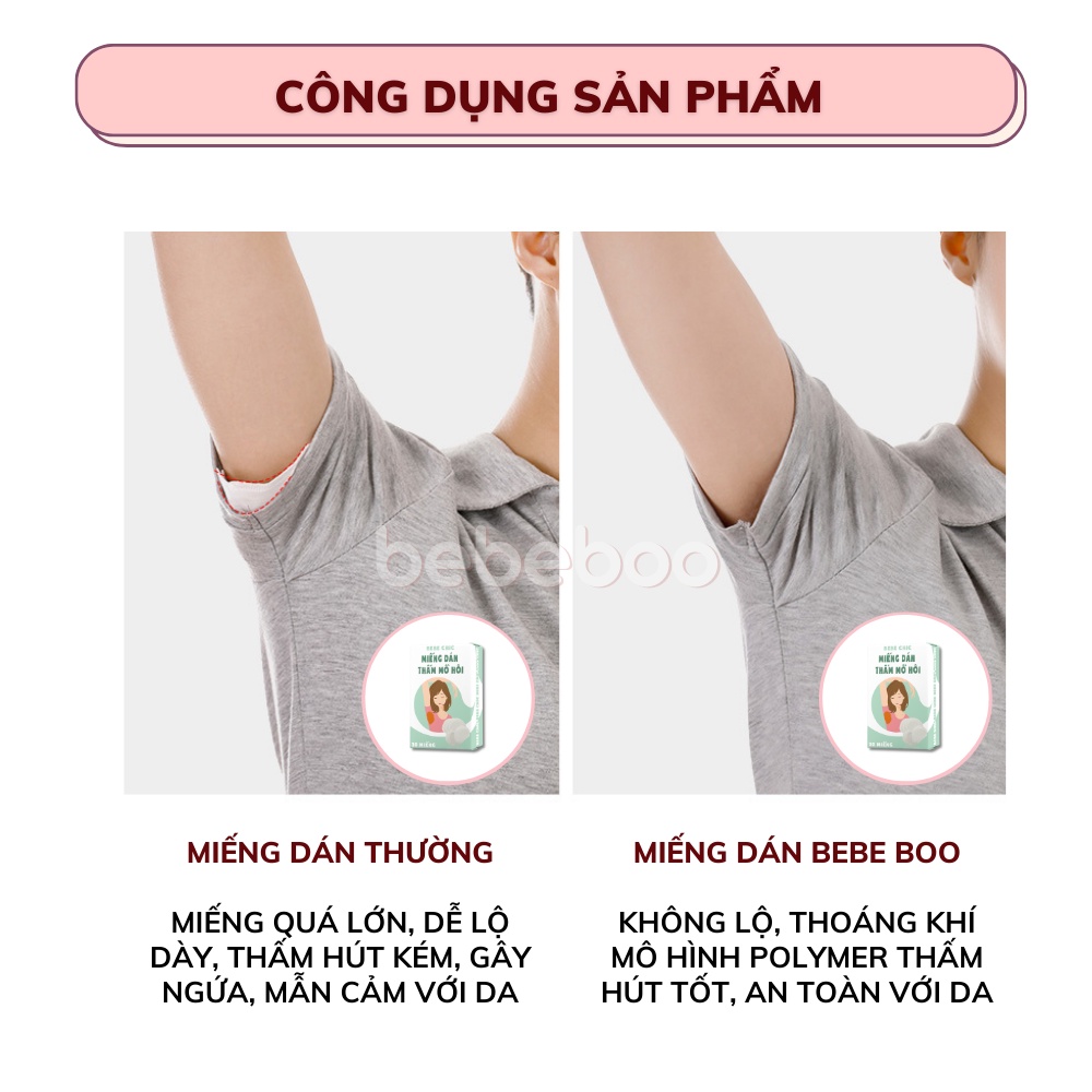 Hộp 20 Miếng dán thấm mồ hôi BEBECHIC - Khô thoáng ngăn mồ hôi nách ướt áo - Khử mùi mồ hôi nách