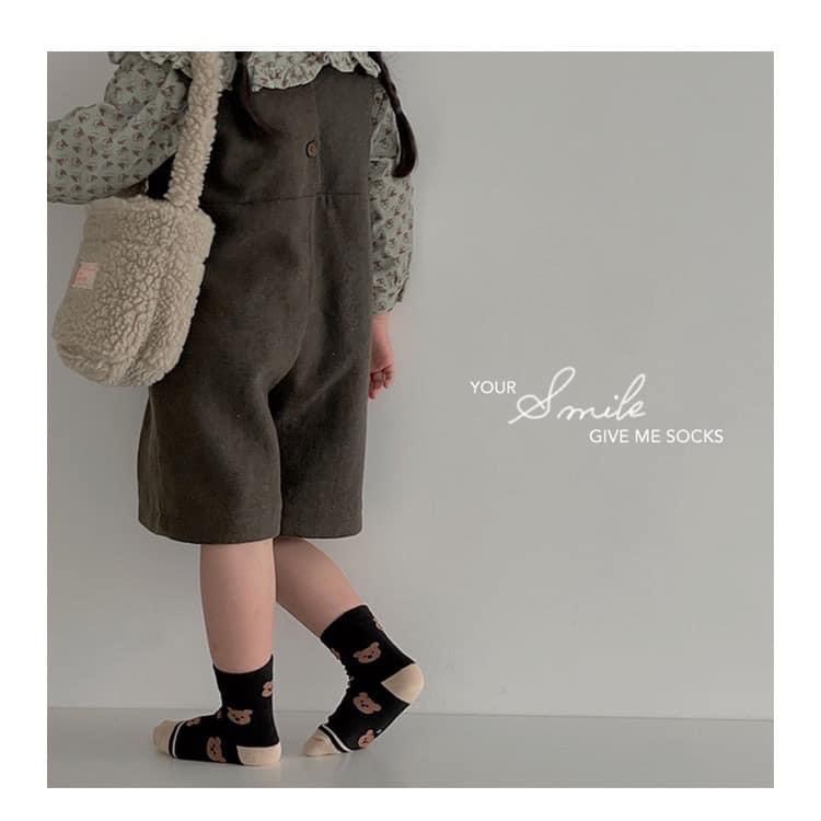 Tất cho bé ❤️Freeship❤️Lố 5 đôi Tất len cao cổ cho bé hình gấu thoi xám xinh xắn