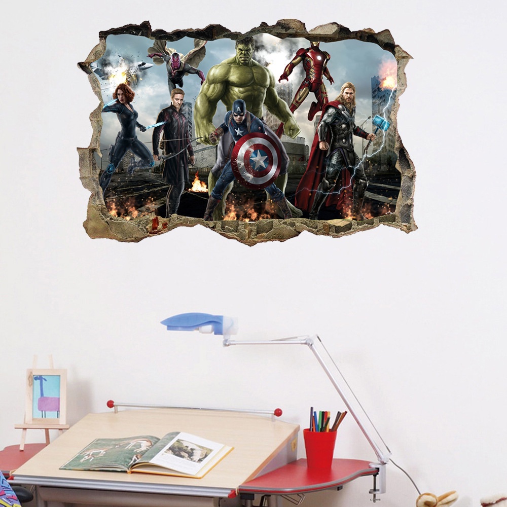Tranh Dán Tường 3D Avengers - Decal Biệt Đội Báo Thù Marvel mẫu số 6 AmyShop (50 x 70 cm)