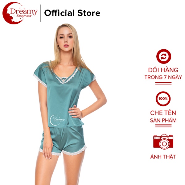 Đồ bộ nữ quần short mặc nhà tay ngắn phối ren trẻ trung Dreamy DN11