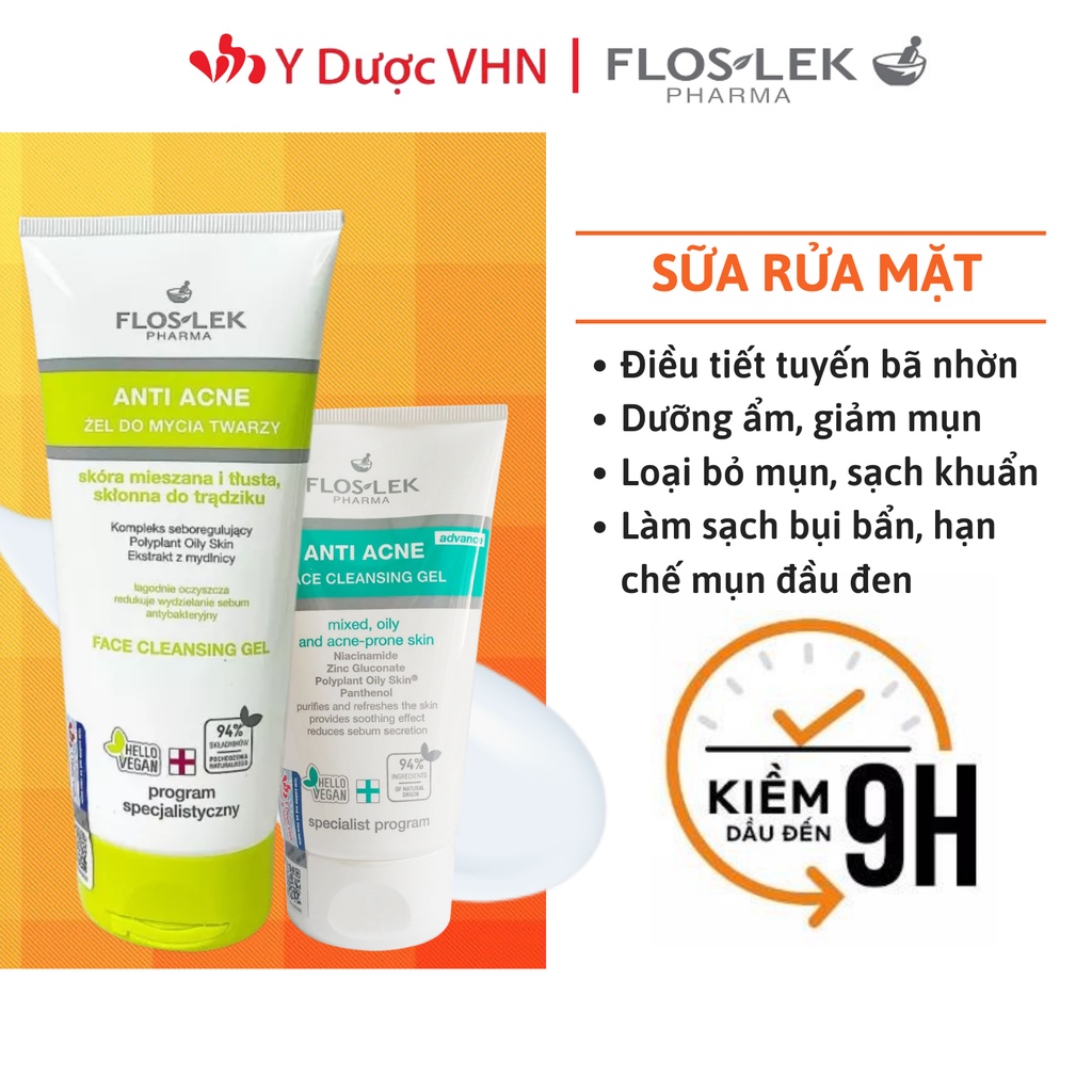 Sữa rửa mặt Floslek cho da dầu mụn siêu sạch