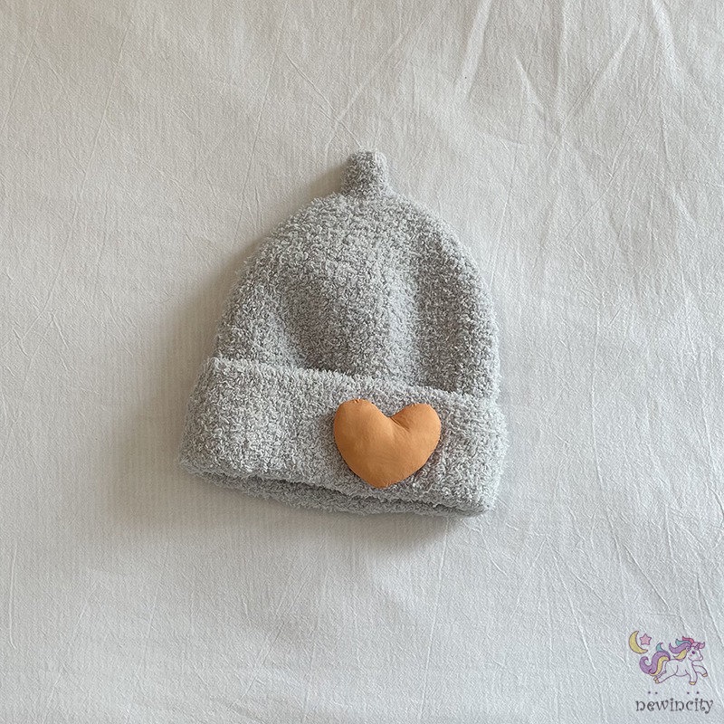 Mũ Beanie Dệt Kim Hình Trái Tim Ba Chiều Co Giãn Giữ Ấm Mùa Đông Phong Cách Hàn Quốc Dễ Thương Cho Bé Trai Bé Gái