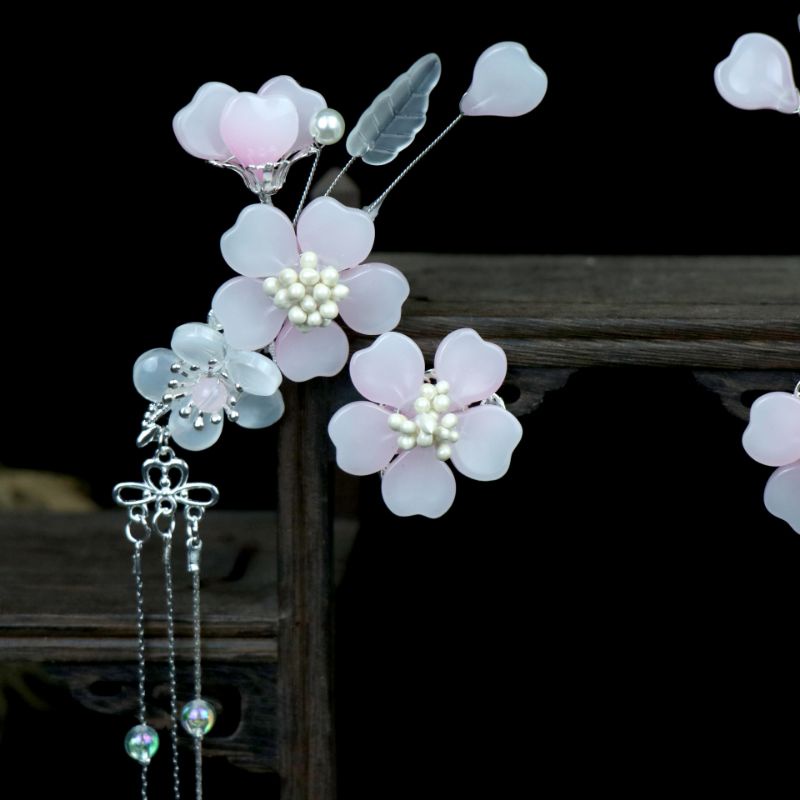 Bộ kim quan cài tóc cổ trang Hoa Anh Đào phong cách cổ phong hanfu