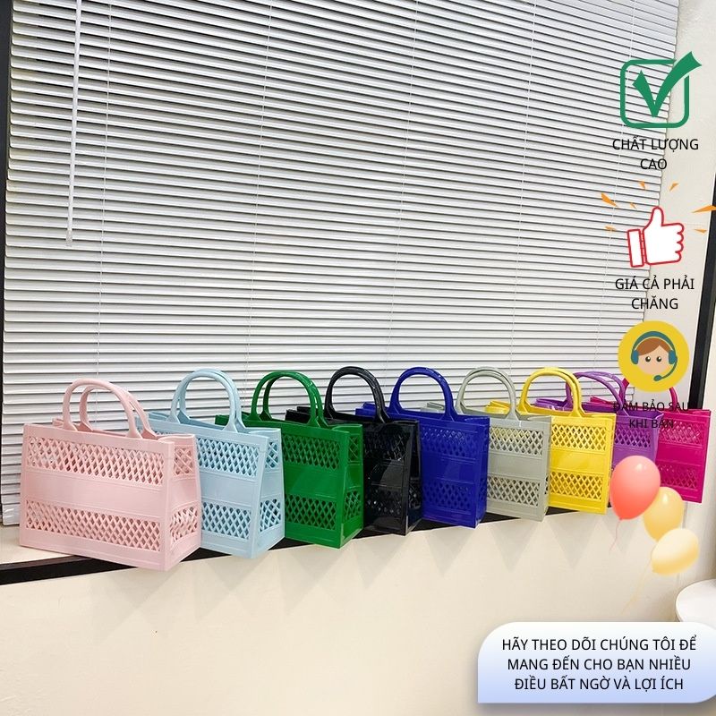Túi tote Giỏ Nhựa Sức Chứa Lớn Màu Sắc Kẹo Ngọt Thời Trang Túi bag Mùa Hè 2023 FT7200