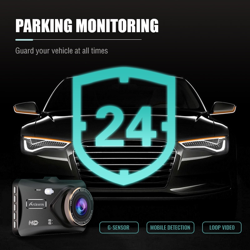 Camera hành trình ASAWIN M21 màn hình cảm ứng 4 in IPS 1080P trước và sau tầm nhìn xa cho ô tô