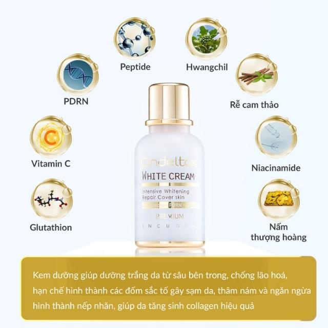 Kem dưỡng trắng nâng tông da White Cream Cindeltox 50ml da trắng khỏe đẹp Kadie Beauty Shop