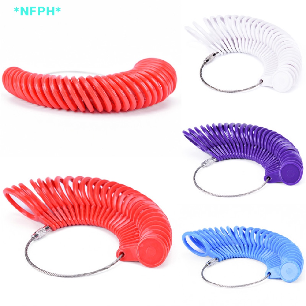 Thước Đo Kích Cỡ Nhẫn Đeo Ngón Tay NFPH &gt; Bằng Nhựa Kích Thước UK A-Z Size US 0-13 Mới